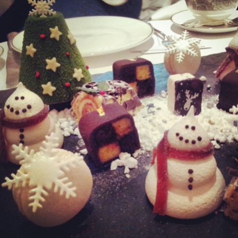 Christmas snowman pastries afternoon tea London